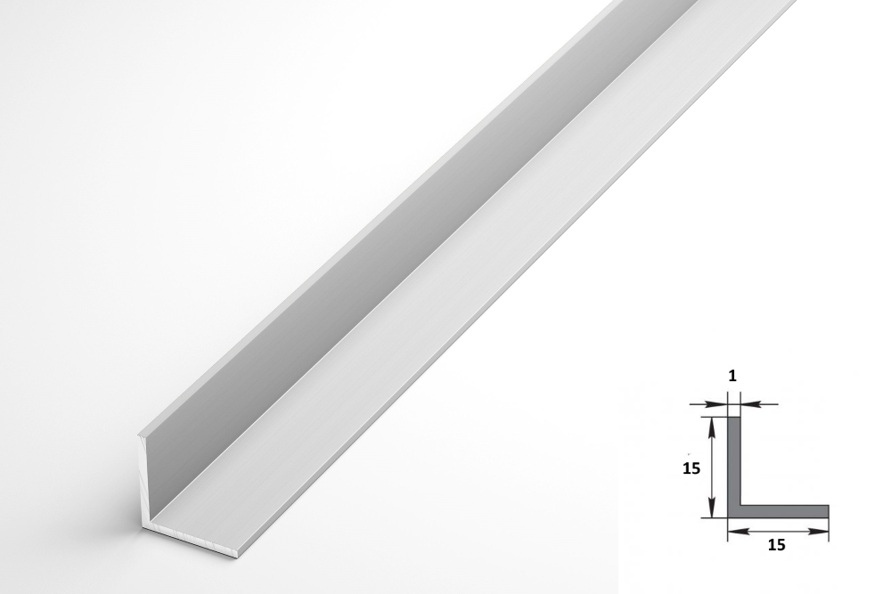 Уголок равнополочный 15х15 мм Уп 04.2000.501л Серебро