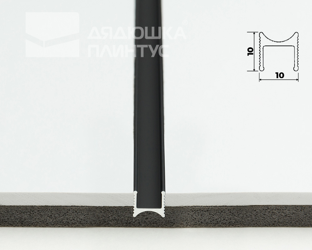 Алюминиевый теневой профиль для светодиодной ленты Decaro Engineering D007 Black 3,0 м