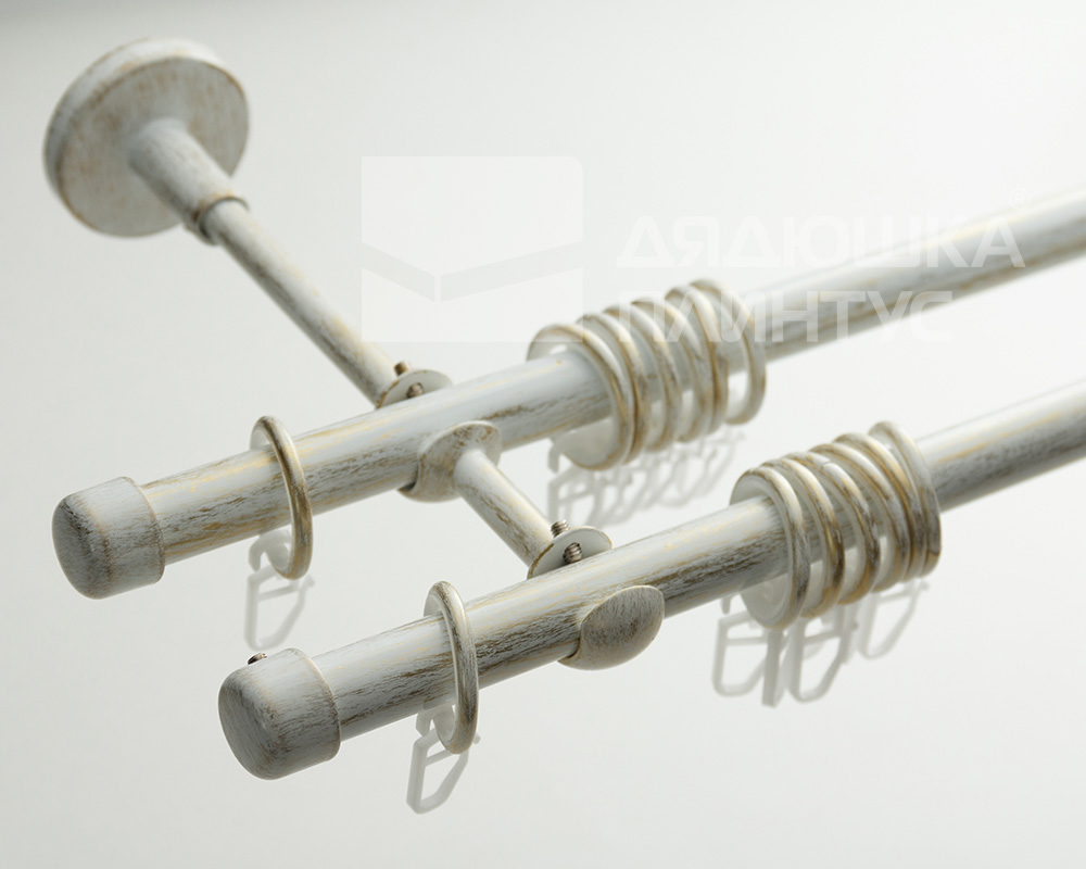 Карниз двухрядный кованый УЮТ d25мм 2,8м Белый/Золото