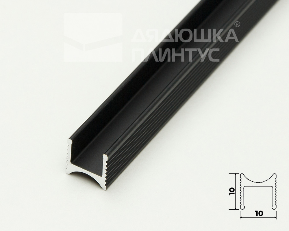 Алюминиевый теневой профиль для светодиодной ленты Decaro Engineering D007 Black 3,0 м