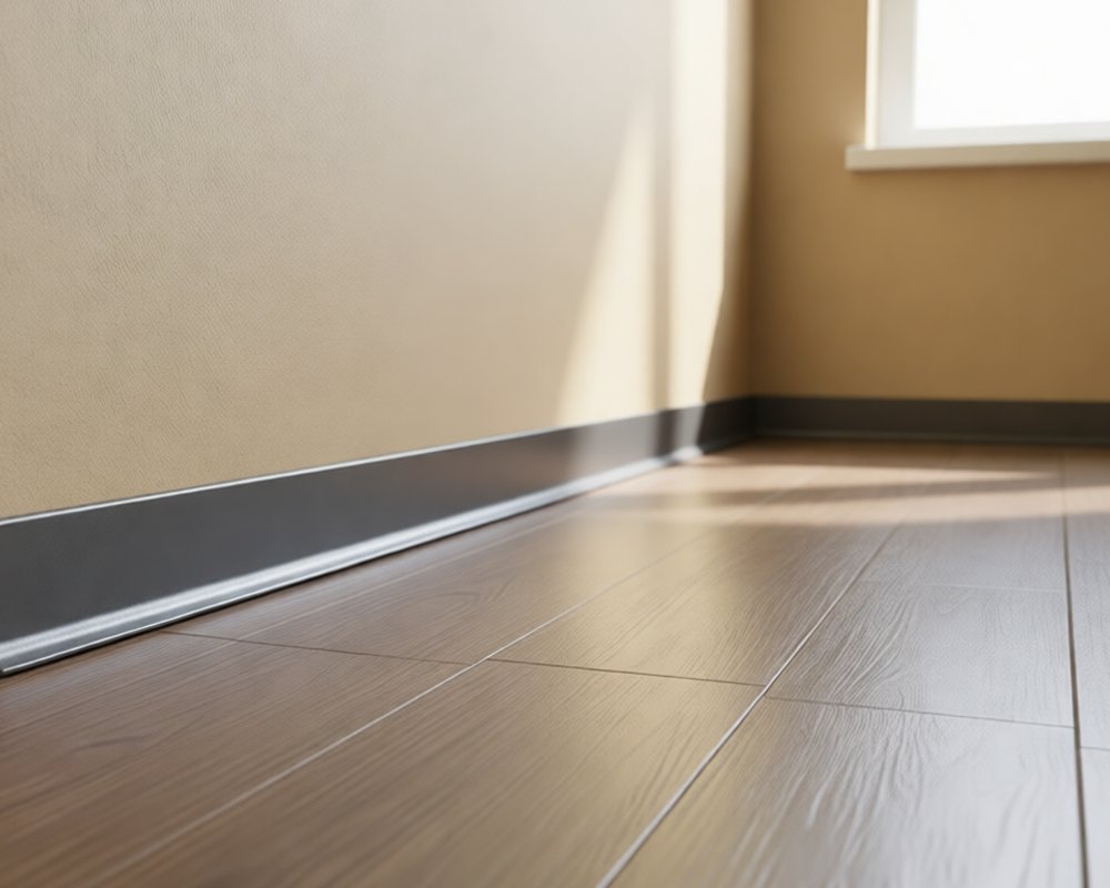 Алюминиевый плинтус AKBD60-SA 2,5м Муар антрацит