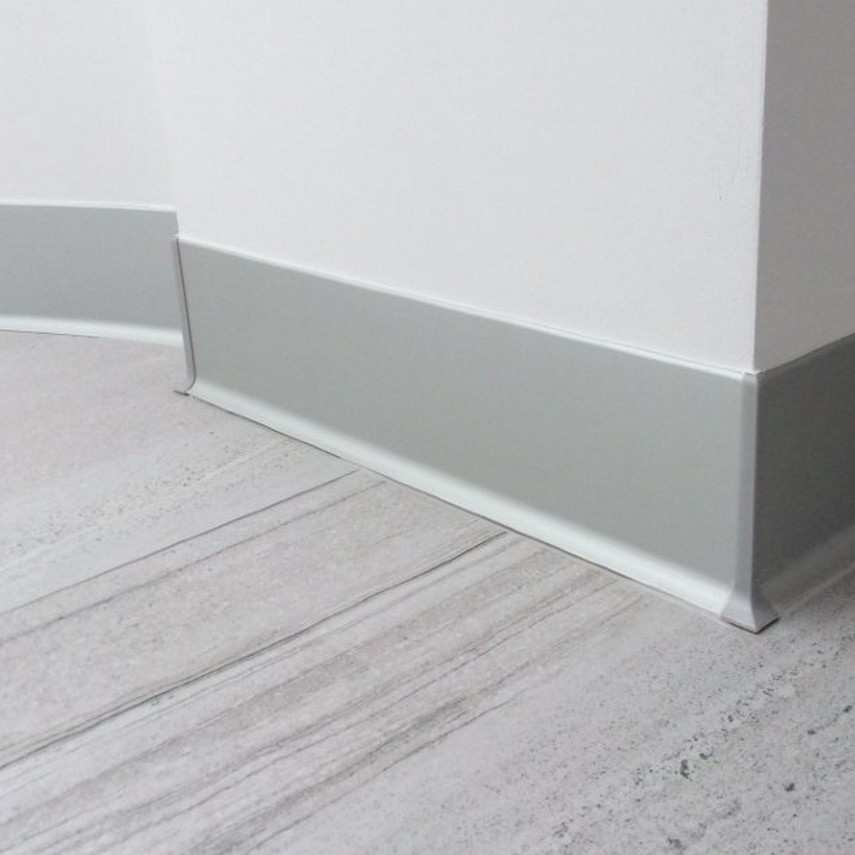 Алюминиевый плинтус AKBD100-MS 2,5м Серебро матовое