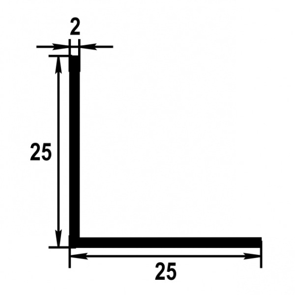 Уголок равнополочный 25х25 мм Уп 10.2000.501л Серебро. Цена за 5 штук.