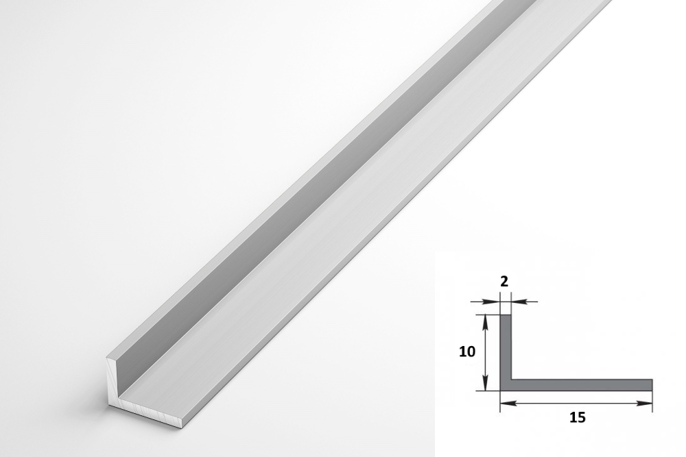 Уголок разнополочный 15х10 мм Уп 03.2000.501л Серебро