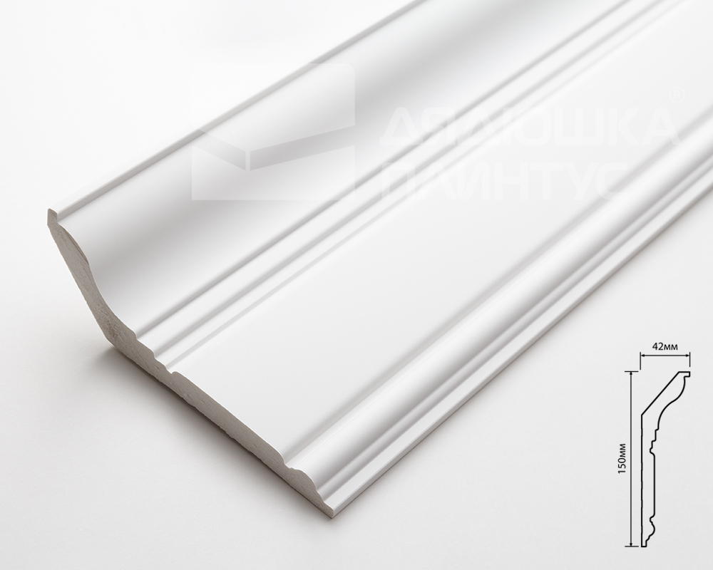 Плинтус потолочный из полистирола высокой плотности HI-WOOD L1902L 150х42мм 2,0м